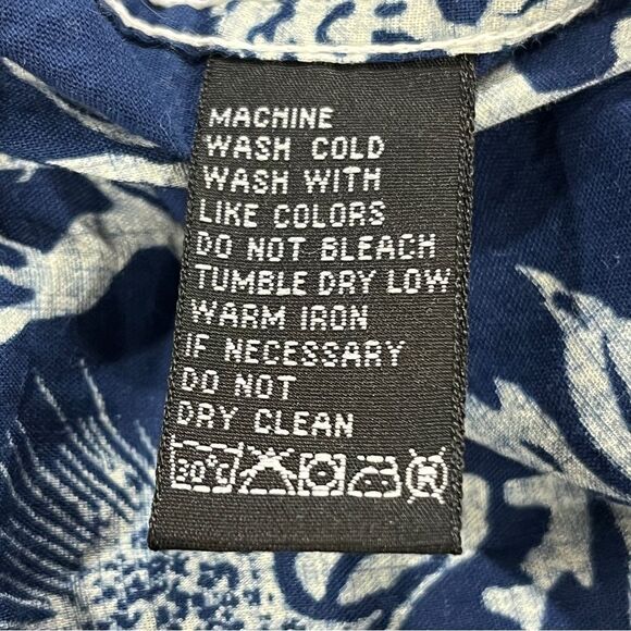 Ralph Lauren Polo Jeans Men's Blue tropical print vintage Shirt - Picture 9 of 12